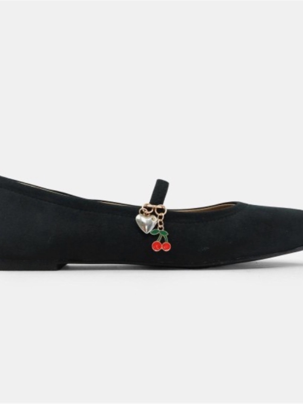 Satin Mary Jane Ballet Flats with Charm - Black
NIB